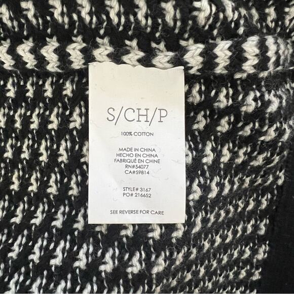 CAbi Fergie Cowl Neck Black White Split Front  Back Style Sweater Size Small - Picture 12 of 13